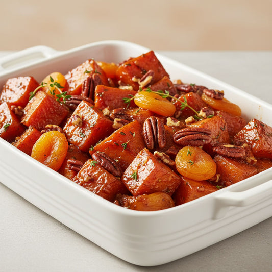 Spiced-Maple Garnet Yams, Pecans and Apricots